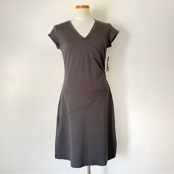 Athleta Black Faux Wrap Mini Dress NWT Size Small - Picture 1 of 6